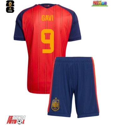 España Paez Gavi #9 Primera Equipación Niños Mundial 2026 Manga Corta (+ Pantalones cortos)
